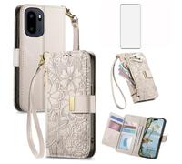 Asuwish Funda de teléfono para OnePlus 15R/ACE 6 5G/ACE 6T con protector de pantalla de vidrio templado y ranura para tarjetero, cierre de cremallera, correa de muñeca, accesorios One Plus 15 R 1+15R