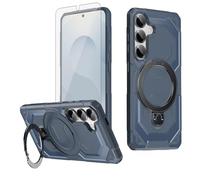 Asuwish Funda de teléfono para Samsung Galaxy S24/S25 5G y soporte magnético de anillo con protector de pantalla de vidrio templado, accesorios para celdas S 24 24S 25 25S G5 SM-S931U para mujeres y