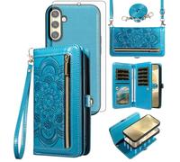 Asuwish Funda de teléfono para Samsung Galaxy S25 5G con cremallera, magnética, desmontable, con protector de pantalla de vidrio templado, correa cruzada, tarjetero de flores, S 25, 25S, G5, SM-S931U