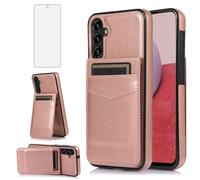 Asuwish Funda de teléfono para Samsung Galaxy S25 FE 5G con protector de pantalla de vidrio templado y tarjetero de crédito, funda tipo cartera de piel, accesorios S 25 EF S25FE 25S SM-S731B para