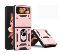 Asuwish Funda de teléfono para Samsung Galaxy Z Flip 4 5G 2022 con cubierta de cámara deslizante, soporte rígido, soporte de anillo protector, híbrido, móvil, delgado, accesorios de celda, ZFlip4, Z4