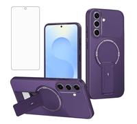 Asuwish Funda magnética de fibra de carbono para Samsung Galaxy S26 Plus S26+ 5G, con protector de pantalla y soporte, accesorios de celda blanda, S 26 + 26+ S26Plus 26S SM-S947U, para mujeres y