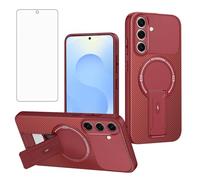 Asuwish Funda magnética de fibra de carbono para Samsung Galaxy S26 Plus S26+ 5G, con protector de pantalla y soporte, accesorios de celda blanda, S 26 + 26+ S26Plus 26S SM-S947U, para mujeres y