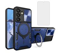 Asuwish Funda magnética para Samsung Galaxy S25 5G con protector de pantalla de vidrio templado y soporte de anillo, accesorios híbridos duros a prueba de golpes, S 25 25S SM-S931U, para mujeres y