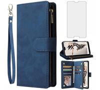 Asuwish Funda para Huawei P20 Pro con lámina protectora de pantalla para cristal blindado, tarjetero, plegable, piel, soporte hawaiano P 20 20Pro CLT-L29 CLT-L09, funda para teléfono móvil azul