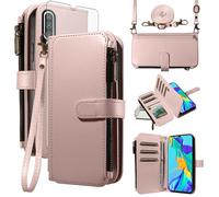 Asuwish Funda para Huawei P30 con cinta de lámina protectora de pantalla, tarjetero plegable de piel, soporte hawaiano P 30 ELE-L29 para teléfono móvil, funda con cremallera, billetera, color oro rosa