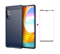 Asuwish Funda para LG Velvet 5G/4G con Cristal Templado Protector Pantalla Vidrio Pelicula Protectora Slim Fina TPU Silicona LMG910EMW LM-G910EMW Móvil Tapa Carcasa Capa Case Hombre Mujer Azul