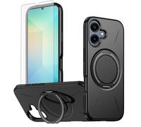 Asuwish Funda para Samsung Galaxy A06 5G, compatible con protector de pantalla MagSafe y anillo magnético con soporte A 06 4G AO6 64 GB SM-A065F A065F/DS Slim fundas para teléfono móvil funda negra