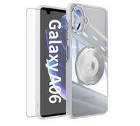 Asuwish Funda para Samsung Galaxy A06 5G, compatible con protector de pantalla MagSafe y anillo magnético con soporte A 06 4G AO6 64 GB SM-A065F A065F/DS Slim transparente funda protectora blanca