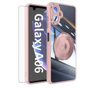 Asuwish Funda para Samsung Galaxy A06 5G, compatible con protector de pantalla MagSafe y anillo magnético con soporte A 06 4G AO6 64 GB SM-A065F A065F/DS Slim Transparente Fundas Rosa