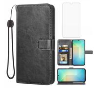 Asuwish Funda para Samsung Galaxy A06 5G, funda con lámina protectora de pantalla y compartimento para tarjetas, plegable de piel, soporte A 06 4G AO6 64 GB SM-A065F A065F/DS funda para teléfono móvil