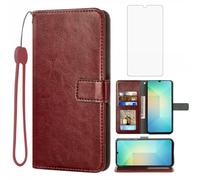 Asuwish Funda para Samsung Galaxy A06 5G, funda con lámina protectora de pantalla y compartimento para tarjetas, plegable de piel, soporte A 06 4G AO6 64 GB SM-A065F A065F/DS funda para teléfono móvil