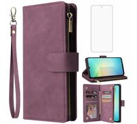 Asuwish Funda para Samsung Galaxy A06 5G funda con protector de pantalla y compartimento para tarjetas plegable de piel con soporte A 06 4G AO6 64GB SM-A065F A065F/DS funda para teléfono móvil funda