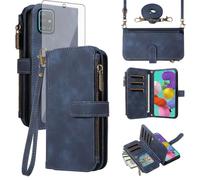 Asuwish Funda para Samsung Galaxy A51 4G con cierre tipo cartera y protector de pantalla de vidrio templado, correa cruzada para la muñeca, ranura para tarjetas de crédito A 51 M40S 51A A515F S51 para