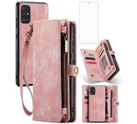 Asuwish Funda para Samsung Galaxy A51 4G con cremallera, magnética, desmontable, con protector de pantalla de vidrio templado y tarjetero abatible A 51 M40S 51A A515F S51 para mujeres y hombres, color