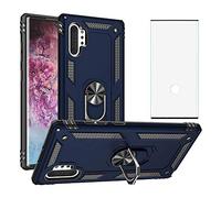 Asuwish Funda para Samsung Galaxy Note 10 Plus con Cristal Templado Protector Pantalla Vidrio Pelicula Protectora Magnética Anillo Soporte TPU Silicona Note10+ 5G Note10 + 10+ 10Plus Móvil Case Azul