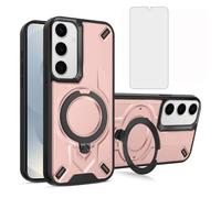 Asuwish Funda para Samsung Galaxy S24/S25 5G con protector de pantalla de vidrio templado y soporte de anillo magnético, funda híbrida delgada para celular S 24 24S 25 25S SM-S931U para mujeres y