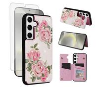 Asuwish Funda para Samsung Galaxy S25 5G, funda tipo cartera con protector de pantalla de vidrio templado, ranura para tarjetas de crédito, soporte S 25 25S 25 25S SM-S931U para mujeres y niñas