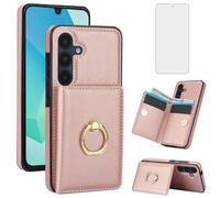 Asuwish Funda para Samsung Galaxy S26 Plus S26+ 5G con protector de pantalla de vidrio templado y anillo de soporte, ranura para tarjetas RFID, cartera S 26 + 26+ S26Plus 26S SM-S947U para mujeres y