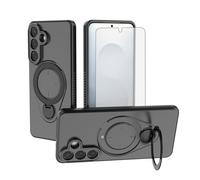Asuwish Funda para Samsung Galaxy S26 Plus S26+ 5G con protector de pantalla de vidrio templado y soporte giratorio de 360°, cuerpo completo, accesorios delgados de TPU S 26 + 26+ S26Plus 26S SM-S947U