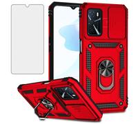 Asuwish Funda para teléfono móvil Oppo A16/A16s/A54s con película de vidrio, protector de pantalla de vidrio templado, protección de cámara deslizante y soporte de anillo magnético A 16 16s 54s CPH226