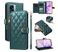 Asuwish Funda para teléfono OnePlus Nord N300 5G con cremallera, protector de pantalla y ranura para tarjetero, soporte para monedero, accesorios para celulares, OPPO A57 A77 4G A57S 1+ N 300 N3005G