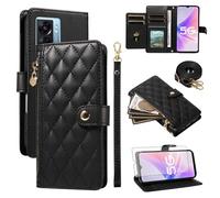 Asuwish Funda para teléfono OnePlus Nord N300 5G con cremallera, protector de pantalla y ranura para tarjetero, soporte para monedero, accesorios para celulares, OPPO A57 A77 4G A57S 1+ N 300 N3005G