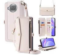 Asuwish Funda para Xiaomi Mi 10T Lite 5G, funda con cinta protectora de pantalla, tarjetero, plegable, monedero, soporte Mi10TLite 10i M2007J17G, funda protectora con cremallera, PU Phone Case blanco