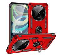 Asuwish Funda para Xiaomi Redmi A3/A3X funda con cristal protector de pantalla blindado y anillo magnético soporte Poco C61 A 3 3A 4G cristal protector funda delgada teléfono móvil funda funda