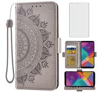 Asuwish Funda tipo cartera compatible con LG Stylo 5/5+/5V/5X/Stylo5 Plus de vidrio templado protector de pantalla Flip correa de muñeca para teléfono celular LGStylo5 Stylus 5plus Style 05 Five lgstylo5 case Sylo5 Gris