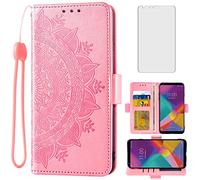 Asuwish Funda tipo cartera compatible con LG Stylo 5/5+/5V/5X/Stylo5 Plus de vidrio templado protector de pantalla Flip para LGStylo5 Stylus 5plus Style 05 Five lgstylo5case Sylo5 mujeres hombres oro rosa