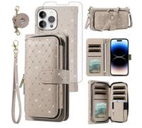 Asuwish Funda tipo cartera para iPhone 14 Pro, cierre celular, con protector de pantalla, correa cruzada, ranura para tarjetas, iPhone 14Pro 5G i i-Phone i14, iPhone 14, 4, 14Pro, para mujeres y niñas
