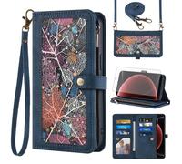 Asuwish Handyhülle für Xiaomi 15 Ultra Hülle mit Band Folie Schutzfolie Kartenfach Klappbar Leder Geldbörse Ständer Mi 15Ultra 5G Handy Hüllen Schutzhülle Reißverschluss Handyhüllen Phone Case Blau