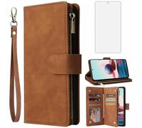 Asuwish Handyhülle für Xiaomi Redmi Note 10S/10 S 4G Hülle mit Folie Schutzfolie und Kartenfach Klappbar Leder Geldbörse Ständer M2101K7AG M2101K7BNY Cover Handy Hüllen Schutzhülle Phone Case Braun