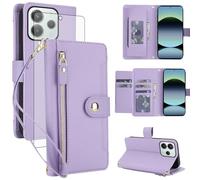 Asuwish Handyhülle für Xiaomi Redmi Note 14 4G Hülle mit Folie Schutzfolie RFID Kartenfach Klappbar Leder Blumen Geldbörse Ständer Note14 G4 Handy Hüllen Schutzhülle Reißverschluss Phone Case Purple