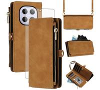 Asuwish Handyhülle für Xiaomi Redmi Note 15 5G Hülle mit Band und Schutzfolie RFID Kartenfach Klappbar Leder Blumen Geldbörse Ständer Poco M8 5G/Note15 G5 Handy Hüllen Schutzhülle Phone Case Braun