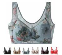 Asvance Ellebloom Bra, Stellwise All Day Comfort Bra, Lace Buttonless Comfortable Bra, Ice Silk Lace Cooling Comfort Bra(Blue,3L)