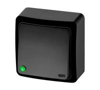 asvendo elektro/Serie de montaje en superficie/Interruptor de luz/Interruptor de cambio/Botón / Enchufe simple / Enchufe doble/negro (Interruptor de luz)