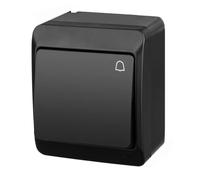 Asvendo Hermes Electro Serie Moderna Sobresaliente/Interruptor/Doble Interruptor/Enchufe múltiple/Protección IP44/Exterior/Negro (botón de timbre)