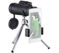 ASVIL 10 x 42 HD de alta potencia BAK4 prisma FMC lente monocular alcance con adaptador de teléfono y trípode monocular impermeable para adultos observación de aves, caza al aire libre, Tra