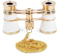 ASVIL 3 x 25 gafas clásicas plegables de ópera prismáticos cuerpo de metal con cadena lente óptica teatro pequeño telescopio portátil te