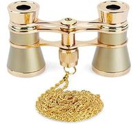 ASVIL 3 x 25 gafas clásicas plegables de ópera prismáticos cuerpo de metal con cadena lente óptica teatro pequeño telescopio portátil te