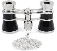 ASVIL 3 x 25 gafas clásicas plegables de ópera prismáticos cuerpo de metal con cadena lente óptica teatro pequeño telescopio portátil te