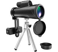 ASVIL Monocular portátil IPX7 impermeable con lente prisma BAK4 monocular con adaptador para smartphone y trípode, prismáticos para adultos y niños, observación de aves, para interior/exterior,