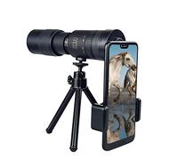 ASVIL Telescopio monocular con zoom súper teleobjetivo portátil para viajes en la playa, soporta smartphone para tomar fotos 4K 10-300X40mm
