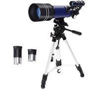 ASVIL Telescopio portátil HD azul para niños y adultos principiantes, telescopio astronómico refractor de 400/70 mm con trípode ajustable y adaptador para smartphone, doble comodidad