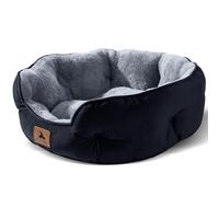 Asvin Cama Mediana para Perros medianos y Gatos de Interior, Cama para Cachorros y Gatitos, extrasuave y Lavable a máquina, con Base de Tela Oxford Antideslizante y Resistente al Agua, Negro, 64 cm