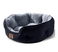 Asvin Cama pequeña para Perros pequeños y Gatos de Interior, Cama para Cachorros y Gatitos, extrasuave y Lavable a máquina, con Base de Tela Oxford Antideslizante y Resistente al Agua, Negro, 51 cm