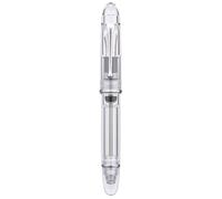 Asvine V800 Pluma estilográfica - Sistema de llenado al vacío con gran capacidad de tinta - Plumín fino número 8 suave con caja de regalo y llave - Acrílico plateado transparente