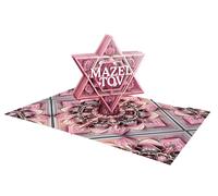 ASVP Shop Tarjeta 3D de murciélago Mitzvah, diseño de Mazel Tov con intrincado diseño de estrella rosa